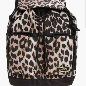 Ganni Small Leopard Print Backpack